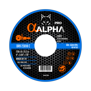 DISCO CORTE METAL CHATO ALPHA 230x1,8x22mm