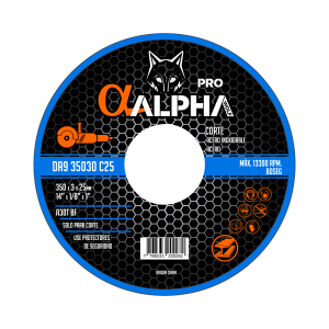 DISCO CORTE METAL CHATO ALPHA 350x3x25,4mm