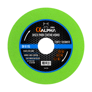 DISCO P/CORTAR Y DESB.VIDRIO ALPHA-PRO 115X1X22mm