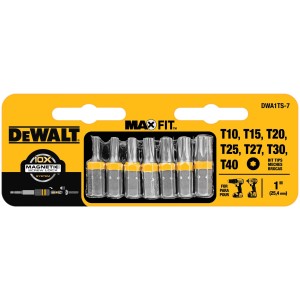 *JUEGO 7 PUNTAS TORX-SEG DW T10 - T40 BL. MAX FIT